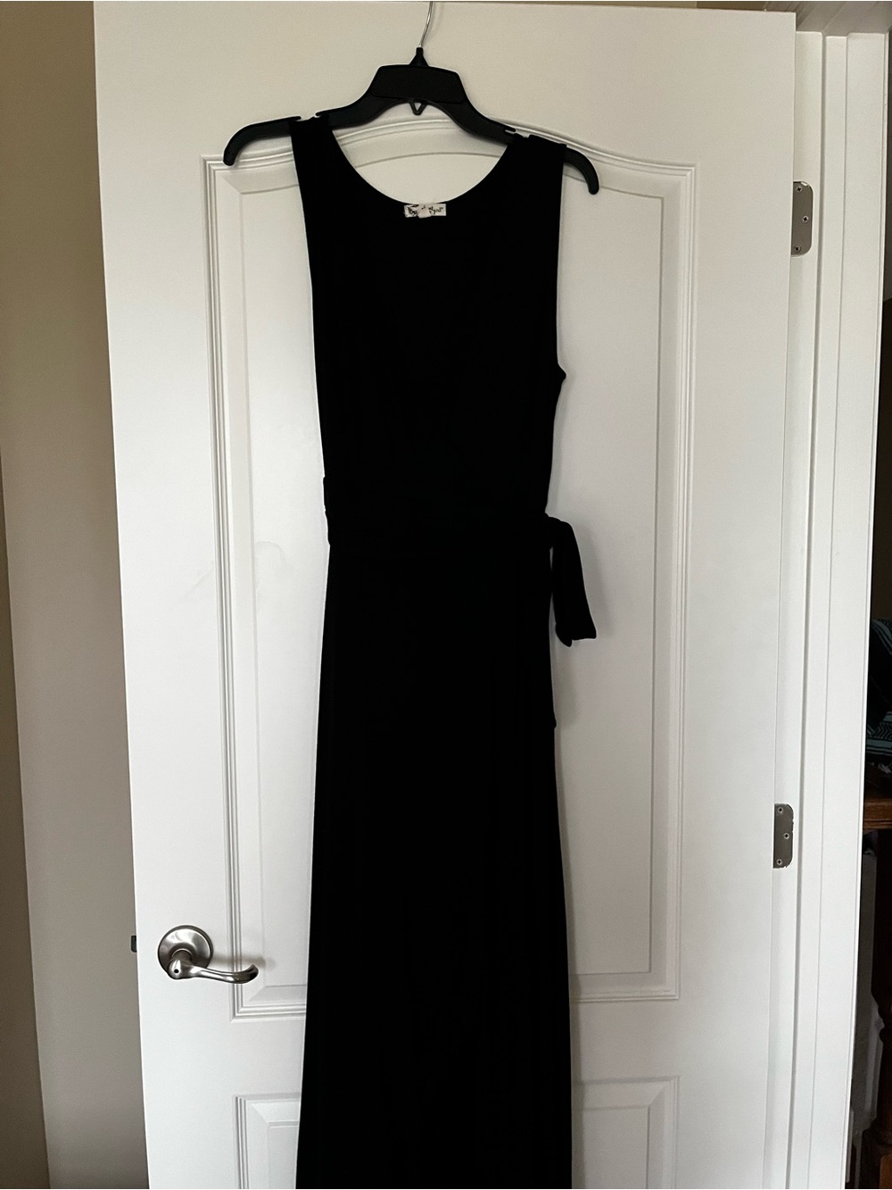 About A Girl Black Sleeveless Maxi Dress with Waist Tie
